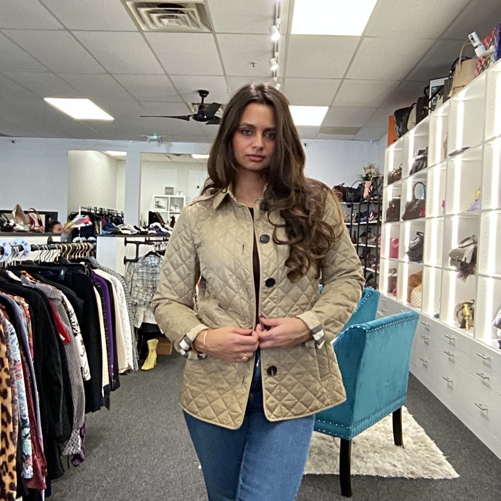 Burberry Sz S Beige Quilted Coat/Jacket